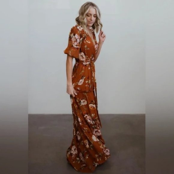 Baltic Born Dresses Baltic Born Macbeth Nutmeg Floral Maxi Dress Bridesmaid Nwt Poshmark